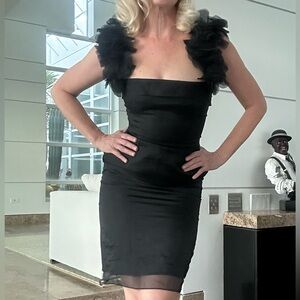 Dolce & Gabbana Elegant Black Ruffled Dress IT40  US 2-4 $1,500 D&G